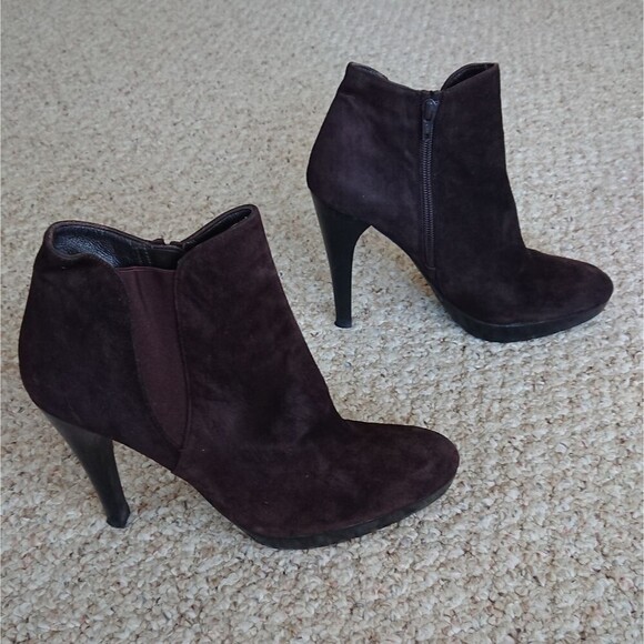 Stuart Weitzman Chocolate Brown Suede Ankle Boots size 10M - Picture 2 of 12